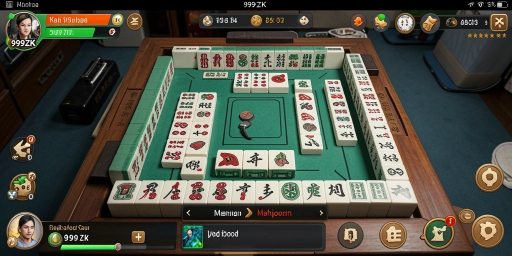 Tampilan menarik dari gameplay Mahjong di 999ZK