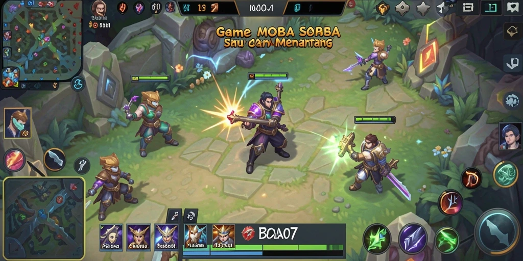 Screenshot gameplay BOLA07 yang menunjukkan aksi seru dalam arena.