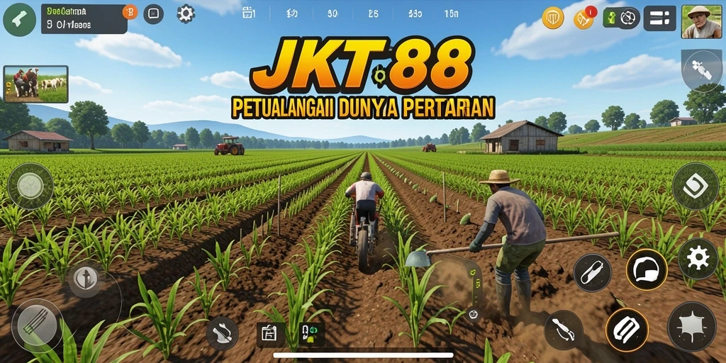 Screenshot gameplay JKT88 menunjukkan aktivitas bertani yang menyenangkan.