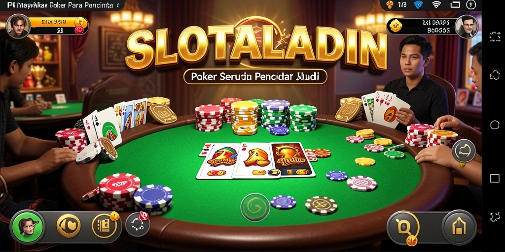 Screenshot gameplay SLOTALADIN menampilkan aksi seru permainan Poker.
