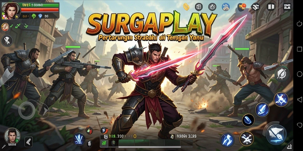 Screenshot gameplay <strong>SURGAPLAY</strong> dengan aksi strategi yang mendebarkan.