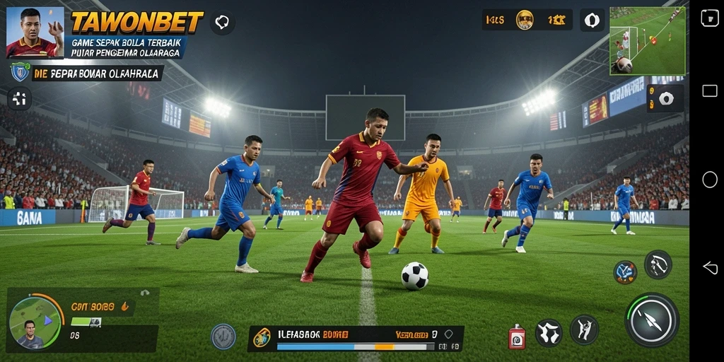 Tampilan gameplay seru dari TAWONBET dalam pertandingan sepak bola.