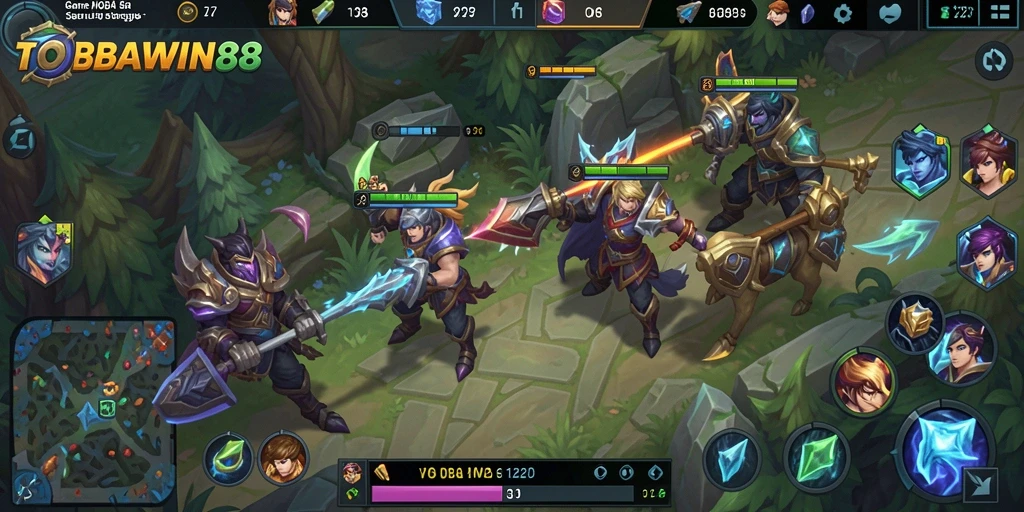 Tampilan gameplay seru dalam TOBAWIN88 dengan pertempuran strategis.