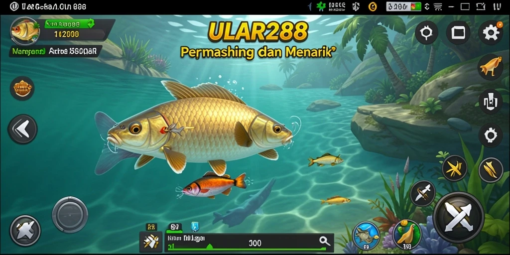 Screenshot gameplay ULAR288 menampilkan aksi memancing yang seru.