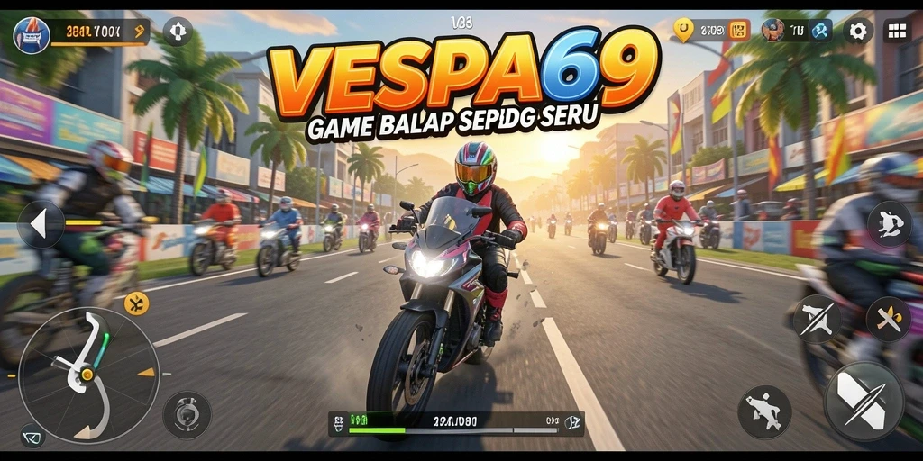 Gameplay menegangkan di VESPA69 dengan balapan sepeda yang seru.