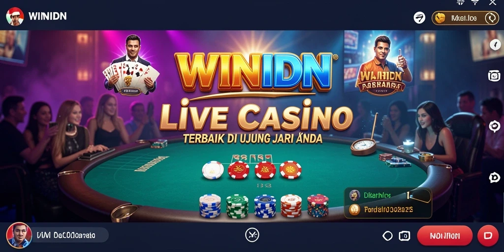 Screenshot WINIDN menunjukkan dealer profesional di meja Live Casino.