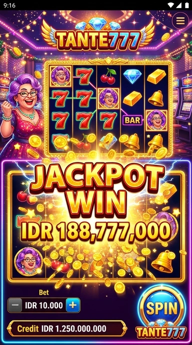 Tampilan antarmuka aplikasi tante777 yang sederhana dan intuitif.